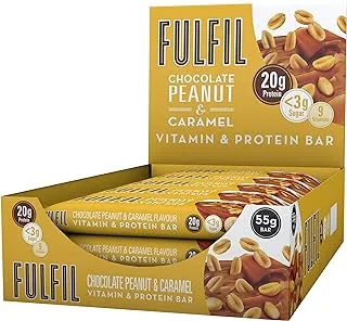 FULFIL Vitamin and Protein Bar (15 x 55g Bars) — Peanut and Caramel Flavour — 20g High Protein, 9 Vitamins, Low Sugar