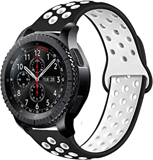 22mm Silicone Watch Strap Replacement for Samsung Gear S3 Frontier Classic/Galaxy Watch 46mm Quick Release Sport Band Compatible with Huawei Watch GT/Ticwatch Pro -Black/White