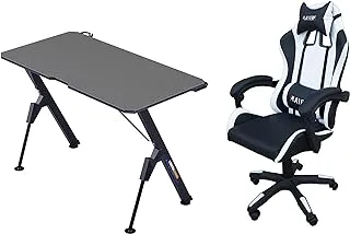 Contrgaming by Mahmayi TJ HYG 01 Gaming Black White Chair and V2-1060 Plain Desk Gaming Combo Perfect for Home Gaming and office Workstation Setup