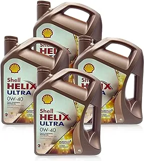 زيت محرك شل Helix Ultra 0W-40 التخليقي بالكامل (15000 كم ، 4 لتر ، عبوة من 4)