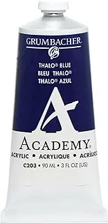 Grumbacher 90-ml Metal Tube Academy Acrylic Paint, Gloss, Thalo Blue