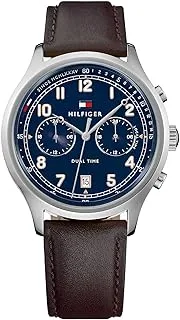 Tommy Hilfiger Men's Blue Dial Brown Leather Watch - 1791385