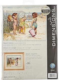 Dimensions 'Beach Babies' Counted Cross Stitch Kit, 14 Count Ivory Aida, 14