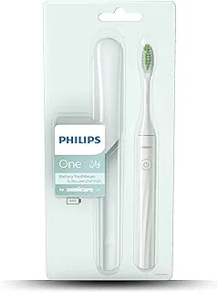 Philips Battery Toothbrush by Sonicare|2 mins Smartimer & Quadpacer |Sleek & Lightweight|Travel Case|Battery Toothbrush|Soft Bristles|Brush for 90 days on a single AAA batt|Mint Light Blue|HY1100/03