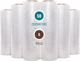 MARKQ [6 Rolls] Clear Stretch Film Wrap - 500mm Heavy Duty Plastic Shrink Wrap for Pallet Wrap, Packing, Moving and Packaging - Cling Wrap