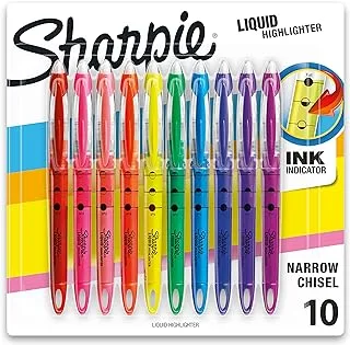 Sharpie Liquid Highlighters Assorted Colors | Chisel Tip Highlighter Pens, 10 Count