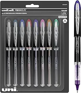 uni-ball Vision Elite Rollerball Pens, Micro Point (0.5mm), Assorted Colors, 8 Count