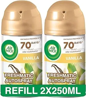 Air Wick Freshmatic Autospray Refill, Vanilla Fragrance, Eliminates Bad Odour like Cat Litter Smell, 250 ml (Pack of 2)