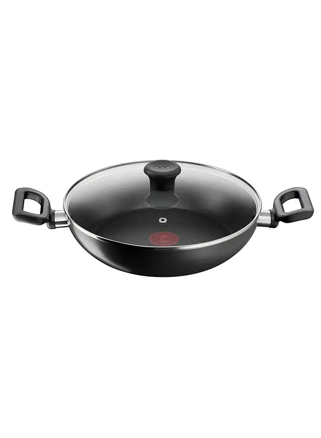 Tefal Non-Stick G6 Delicia Aluminium Kadai Pot With Glass Lid Black 24cm