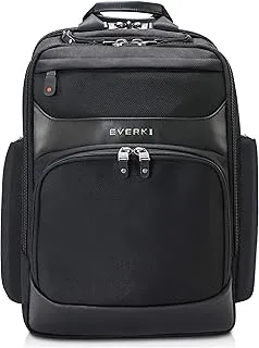 EVERKI Onyx Premium Business Executive Laptop Backpack - Ballistic Nylon and Leather Office Backpack Laptop Bag, Travel Friendly - Dedicated Compartment up to 17.3