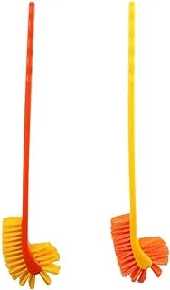 ESQUBE Toilet/Bathroom Brush | Non Slip Handle with Floor Standing. - Multicolor (Pack of 2)