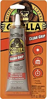 Gorilla Clear Grip Contact Adhesive, Waterproof, 3 ounce, Clear, (Pack of 1)