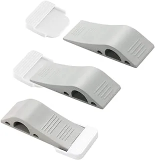 Door Stop Wedges, 3 Pack Rubber Door Stoppers with Holders, Stackable and Slip-Resistant for Tiles, Carpet, Wood and Laminate Floors and Other Floor Surfaces Stop - White & Grey