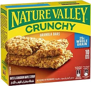 Nature Valley Granola Bar 1 Box X 5 Double Bars, Oats & Maple Syrup, 100% Natural Whole Grain Oats, No Artificial Colors, Flavors And Preservatives, Brown