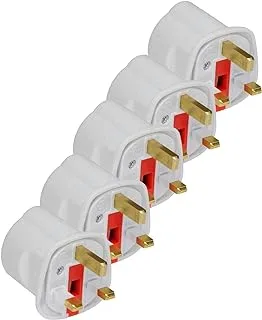 Royal Apex EU to UK Plugs Adapter, British Plug to EU Schuko Female Plugs Power Converter, 2 Pin Socket EU to UK Travel Adapter, 13A 250V BS1362 FUSED (Pack of 5 pcs)