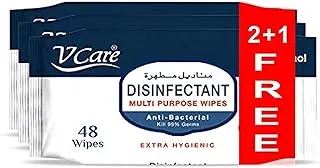 Vcare Disinfectant Multi-Purpose Anti Bacterial Wipes - 48'S | Kills 99.9% Of Germs | Cleans And Protects Surfaces | Offer