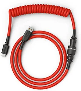 Glorious Coiled Keyboard Cable – Coiled USB C Cable Artisan Braided Cables for Mechanical Gaming Keyboard Coiled Cable - Custom Keyboard Cable (Red)