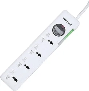 Honeywell Surge Protector/Spike Guard/power Extension/Power Strip, Master Switch, 4 Universal Sockets, 12000Amp,1.5 Mtr Cord, Device Secure Warranty,X3 Fireproof MOV tech,3 Years Manufacturer Warranty