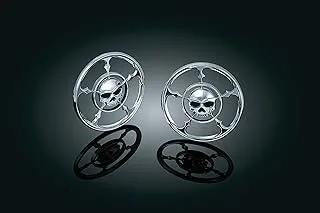 Kuryakyn 3787 Motorcycle Audio Accessory: Zombie Skull Speaker Grill Accents for 1996-2013 Harley-Davidson Touring & Trike Motorcycles, Chrome, 1 Pair