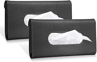 Showay 2 Pcs Car Tissue Holder, Visor Tissue Holder Car Tissue Holder for Car PU Leather Tissue Box Holder for Car Sun Visor & Seat Back