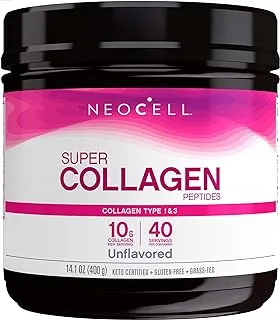 Neocell Super Collagen Powder, 14 Ounces, Non-Gmo, Grass Fed, Paleo Friendly, Gluten Free, Collagen Peptides Types 1 & 3 For Hair, Skin, Nails And Joints (Packaging May Vary), 40 Servings