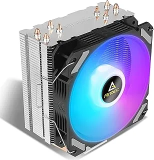 Antec A400i Neon Lighting CPU Air Cooler ، مروحة صامتة PWM RGB ، 4 أنابيب حرارية نحاسية لمس مباشر - تبريد هواء لـ Intel / AMD - متوافق مع Intel LGA و AMD AM4 / AM3 + / AM3 / AM2 + / AM2 / FM2 / FM1