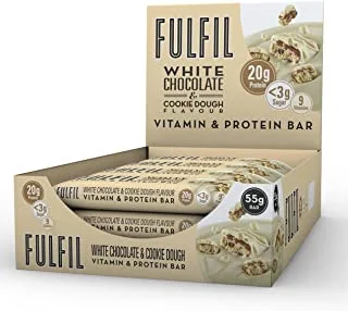 FULFIL Vitamin And Protein Bar 15 X 55G Bars White Chocolate & Cookie Dough Flavour 20G High Protein, 9 Vitamins, Low Sugar