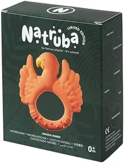 Natruba Natural Rubber Parrot Teether, Orange