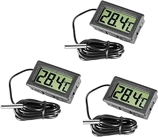 ECVV Showay 3 Pcs Digital LCD Thermometer Temperature Monitor with External Probe for Fridge Freezer Refrigerator