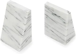 Fox Run triangular 100% natural polished white marble bookends 4 x 3 6 inches