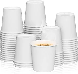 MARKQ [100 Cups] 4 oz. White Paper Cups- Available in 7oz, 8oz, 12oz, 16oz- Small Disposable Espresso, Qahwa, Bathroom, Mouthwash Cups