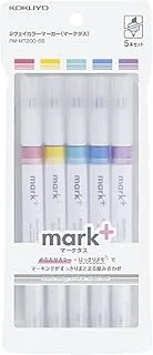 KOKUYO Mark+ Two Way Color Marker, 5-Pack(Pink, Blue, Green, Purple, and Yellow) PM-MT200-5S