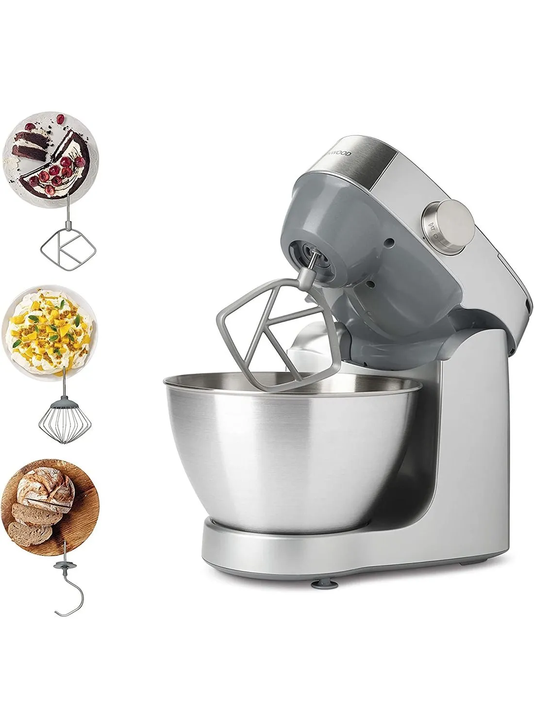 KENWOOD Kitchen Machine, Stainless Steel Bowl, Prospero 3 Attachments, Variable Speed, K-Beater, Whisk, Dough Hook 4.3 L 1000 W KHC29.A0SI Silver