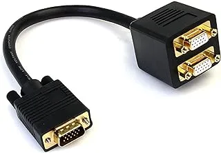 StarTech.com 1 ft. VGA to Splitter Cable - M/F Dual Monitor Video (VGASPL1VV) Black