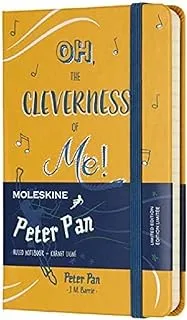 إصدار محدود من دفتر ملاحظات بيتر بان من Moleskine ، دفتر ملاحظات مسطر مع رسومات وتفاصيل بطابع بيتر بان ، غلاف صلب ، حجم الجيب 9 × 14 سم ، أصفر برتقالي ، 192 صفحة