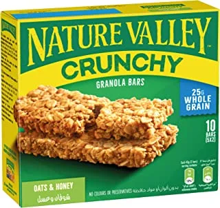 Nature Valley Granola Bar 1 Box X 5 Double Bars, Oats & Honey, 100% Natural Whole Grain Oats, No Artificial Colors, Flavors And Preservatives, Gold