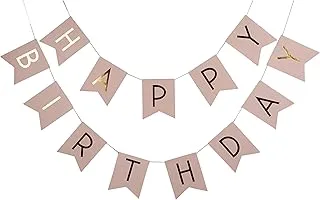 Ginger Ray Pastel Perfection and Gold Foiled Happy Birthday Bunting Banner, Pink, Hanging Banner