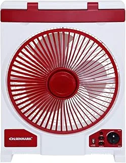 Olsenmark Rechargeable Fan, White/Green, 12 inch, OMF1666