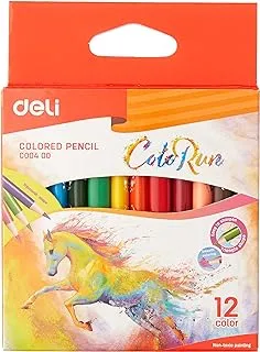 deli Colored Pencil 12 Pieces, Assorted, Multicolor