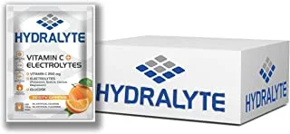 Hydralyte فيتامين ج + إلكتروليت هيدراتس سبورتس بودرة ميكس | 1 كيس صنع 250 مل | مكمل بديل بالكهرباء الطبيعي للترطيب السريع | نكهة البرتقال ، 10 جم ، عبوة من 300