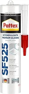 Pattex Sf525 Kitchen And Bath Premium Silicone Sealant, Mould Resistant, Ideal For Showers, Toilets Tiles, Easy Bathroom Sealant 1X280ML Cartridge