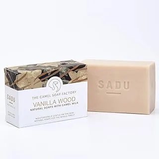 Camel Soap Factory Natural Soap, SADU Natural Collection, 140g Triple-Milled Everyday Paraben-Free Soap Bar With Fresh Camel Milk, Vanilla Wood