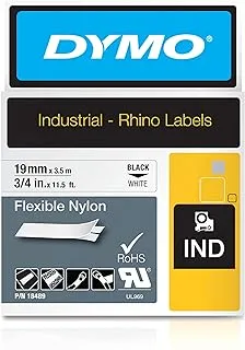 DYMO rhino nylon black on white, 3/4 inch, 18489