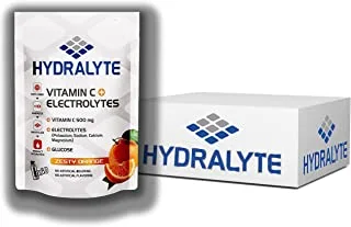 Hydralyte Vitamin C + Electrolyte Hydration Sports Drink Powder Mix Pouch | 80 Servings Per Container (250ml) | Orange Flavor, 800 gm, Pack of 10