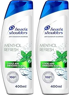 Head & Shoulders Menthol Refresh Anti-Dandruff Shampoo for Itchy Scalp, 2 x 400 ml