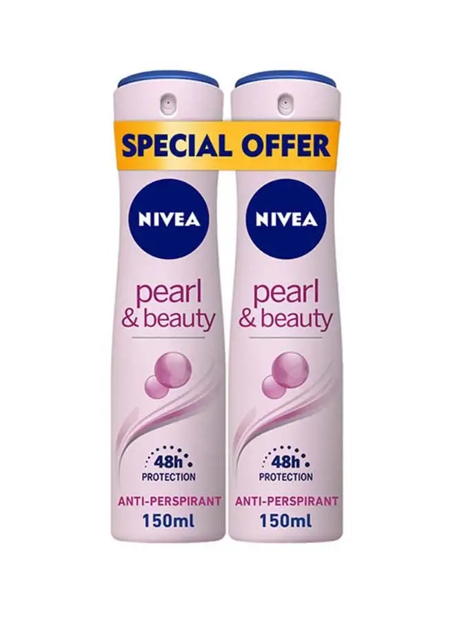 Nivea Pack Of 2 Pearl And Beauty Antiperspirant Spray 150ml