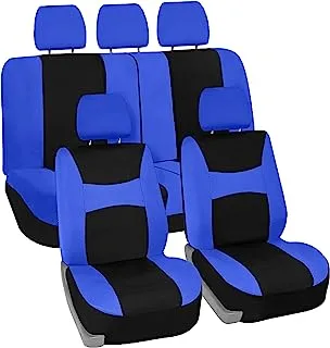 FH Group Automotive Seat Covers Blue Black Universal Fit Bucket Bench Cover Fits Most Cars, Suvs, And Trucks (Full Set Airbag Compatible With Split Bench) FB030BLUEBLACK115-SEAT