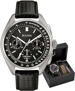 Bulova Men's Archive Series Lunar Pilot 6-Hand Chronograph High Performance Quartz Stainless Steel and Black Nylon Strap Watch Set, Sapphire Crystal Style: 96B251