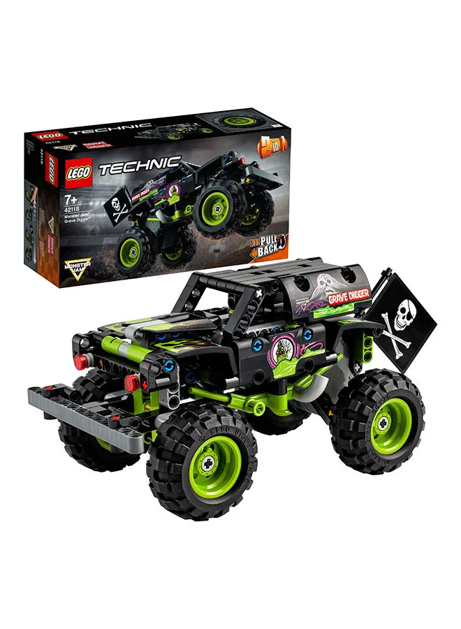 LEGO 42118 Technic Monster Jam Grave Digger Building Blocks Toy Car Set Toys For Boys, Girls, And Kids 212 Pieces 2 in 1 Pull Back Car Set 7+ Years