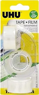 Uhu 45845 Adhesive Tape Dispenser with 3 Refill Rolls 19 mm x 7.5 m